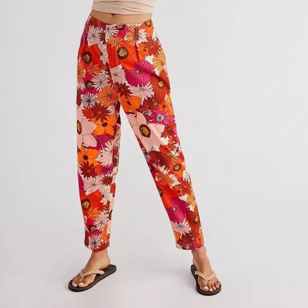 Free People Retro Floral High Rise Pants